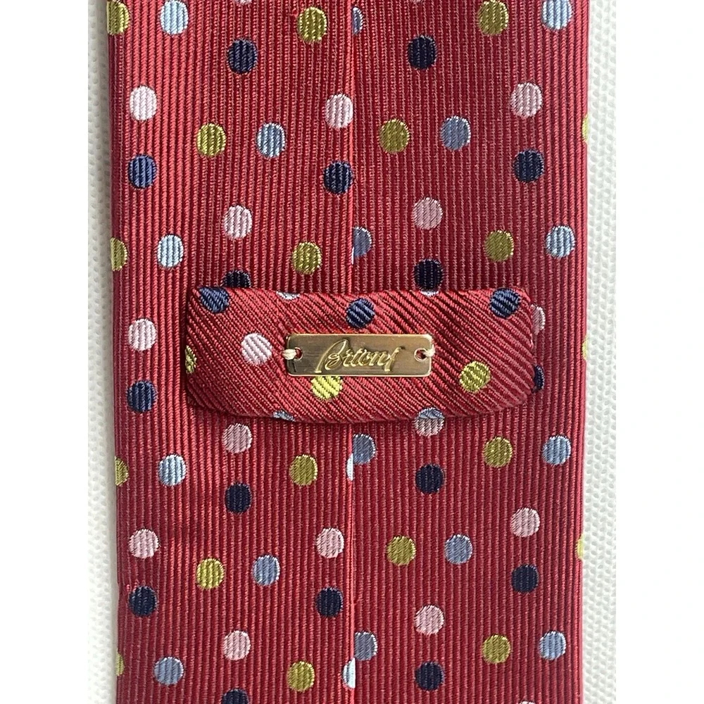 New Vintage Brioni Red Polkadot Tie Classic Repp Silk Handmade in Italy Necktie